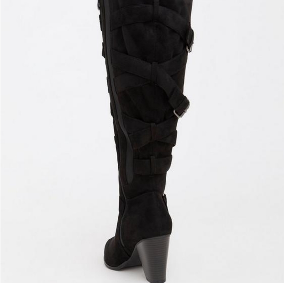 Strappy Heeled Knee Boot (WW) 10 Torrid Black - Picture 3 of 10